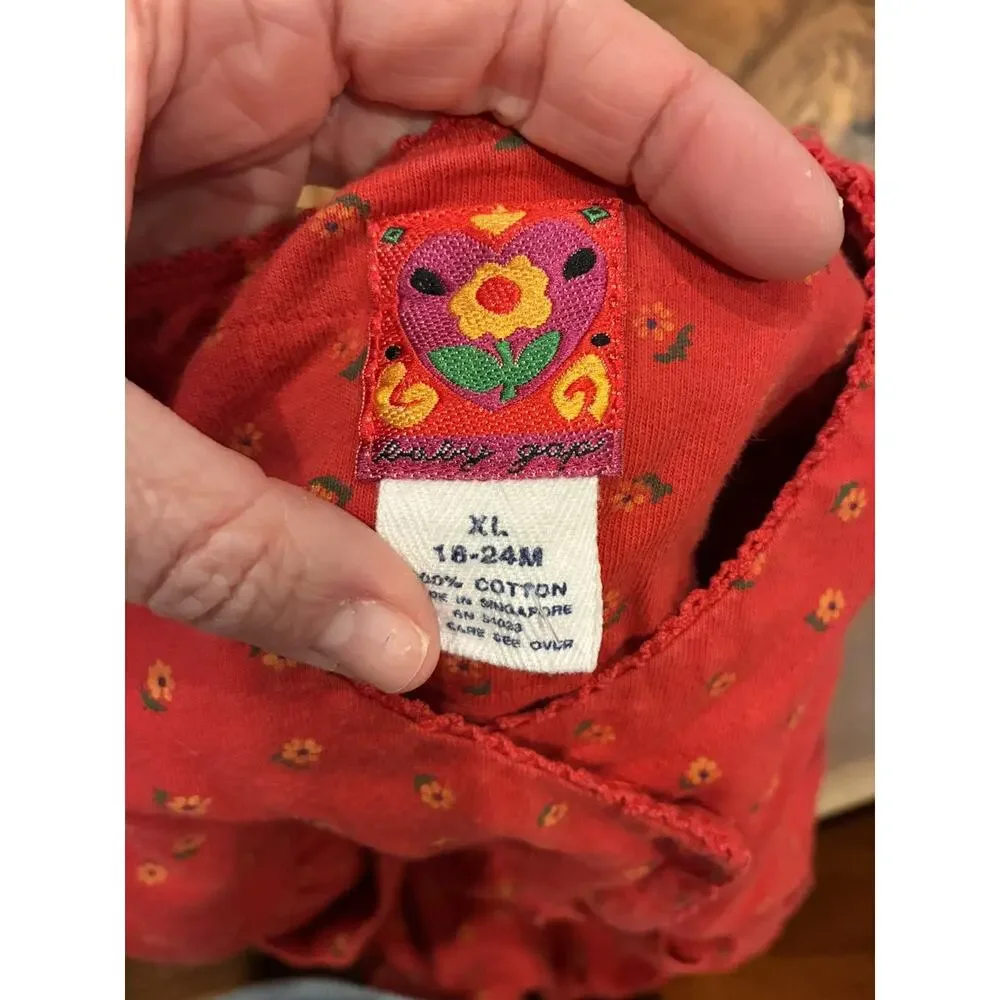 Vintage Baby Gap Romper Floral 90s Or Y2K 100% Cotton 18-24 Months